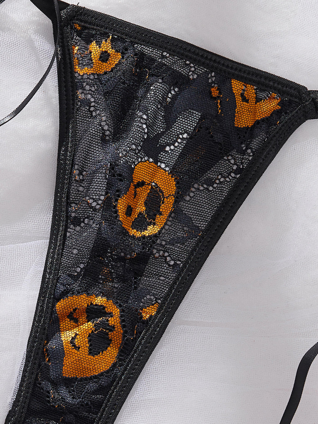 New Fashion Sexy Lingerie Role Play Halloween Costume Pumpkin Print Off-Shoulder Top Lingerie Sets